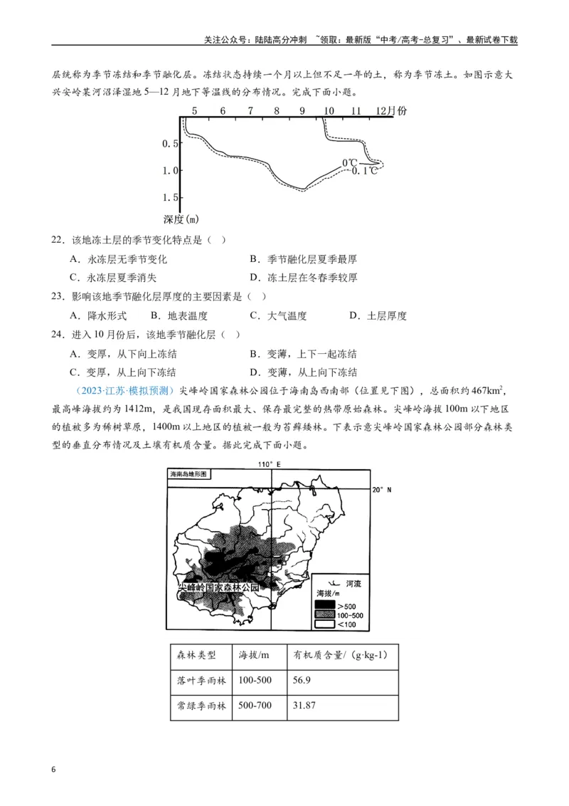 《专练18植被与土壤50题（全国通用）（原卷版）_07-地理-高考总复习_专项复习_2024年_2024年高考地理总复习高频考点提分必刷题全国通用_资料》第6页预览