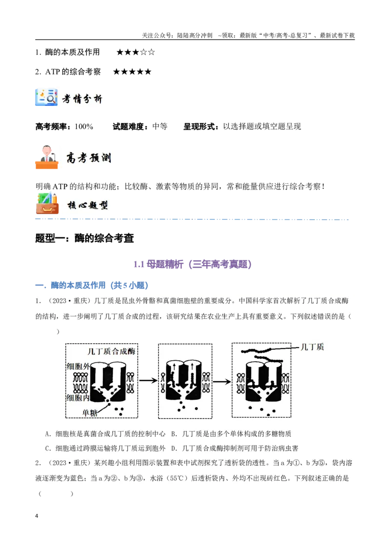 《专题04酶与ATP（学生版）_06-生物-高考总复习_专项复习_2024年_2024年高考生物总复习核心题型解读与全攻略新教材_资料》第4页预览