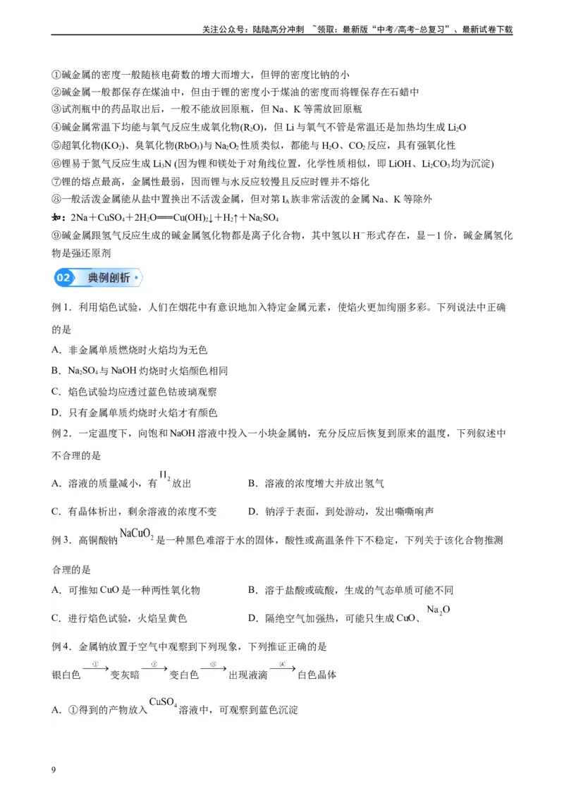 《第06讲钠及其化合物-（学生版）_05-化学-高考总复习_一轮复习_2024年_2024年高考化学精准一轮复习讲义_资料》第9页预览