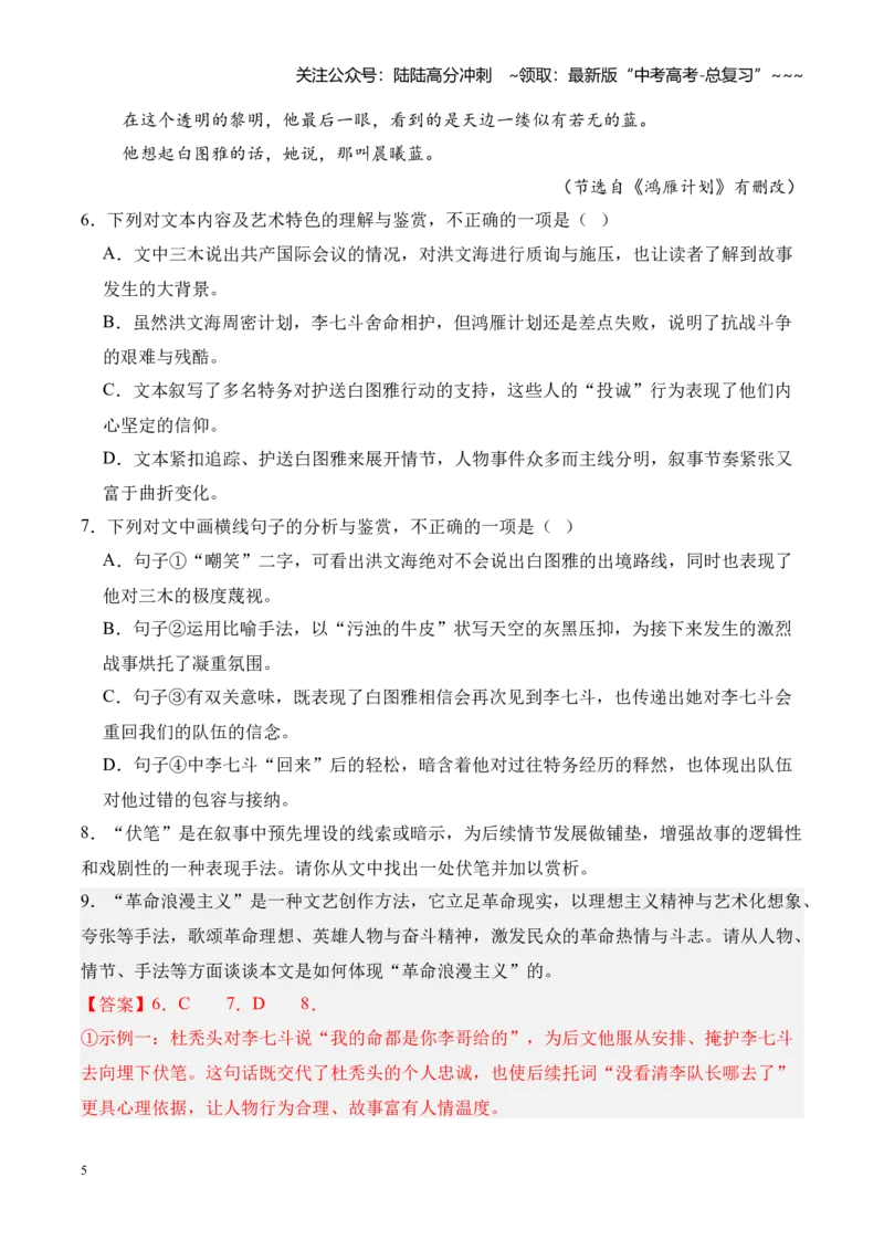 《专题03文学类文本阅读（小说+散文）（湖南专用）（教师版）_专项复习_2026年-语文专项复习_2026年高考语文一模试题分类汇编（湖南专用）-G236_2026版》第5页预览