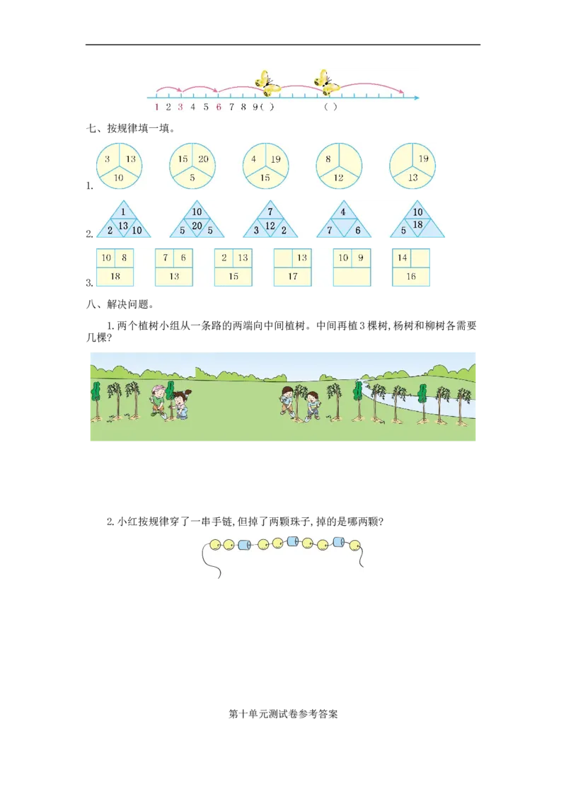 《一(上)冀教版数学第十单元测试卷_小学1-6年级全科全套_1-6年级全科上册_一年级_数学_A一年级数学(冀教版)_冀教数学一上单元试卷》第2页预览