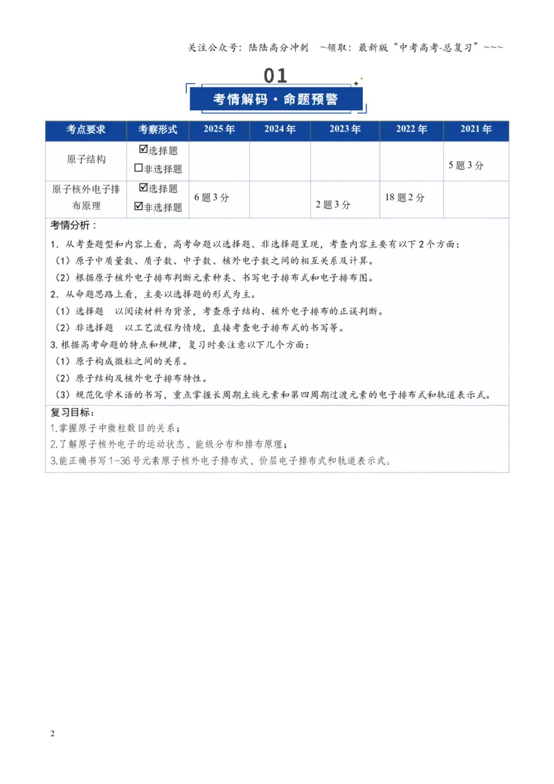 《第02讲原子结构与性质（复习讲义）（湖南专用）（教师版）_05-化学-高考总复习_一轮复习_2026年-化学高考一轮复习_2026年高考化学一轮课件+讲义+练习（湖南专用）-G331》第2页预览
