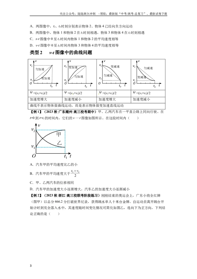 《专题02运动学图像、多过程运动模型及追击相遇（原卷版）_04-物理-高考总复习_一轮复习_2024年_2024年高考物理一轮复习热点题型归类训练重点提升_2024版》第3页预览
