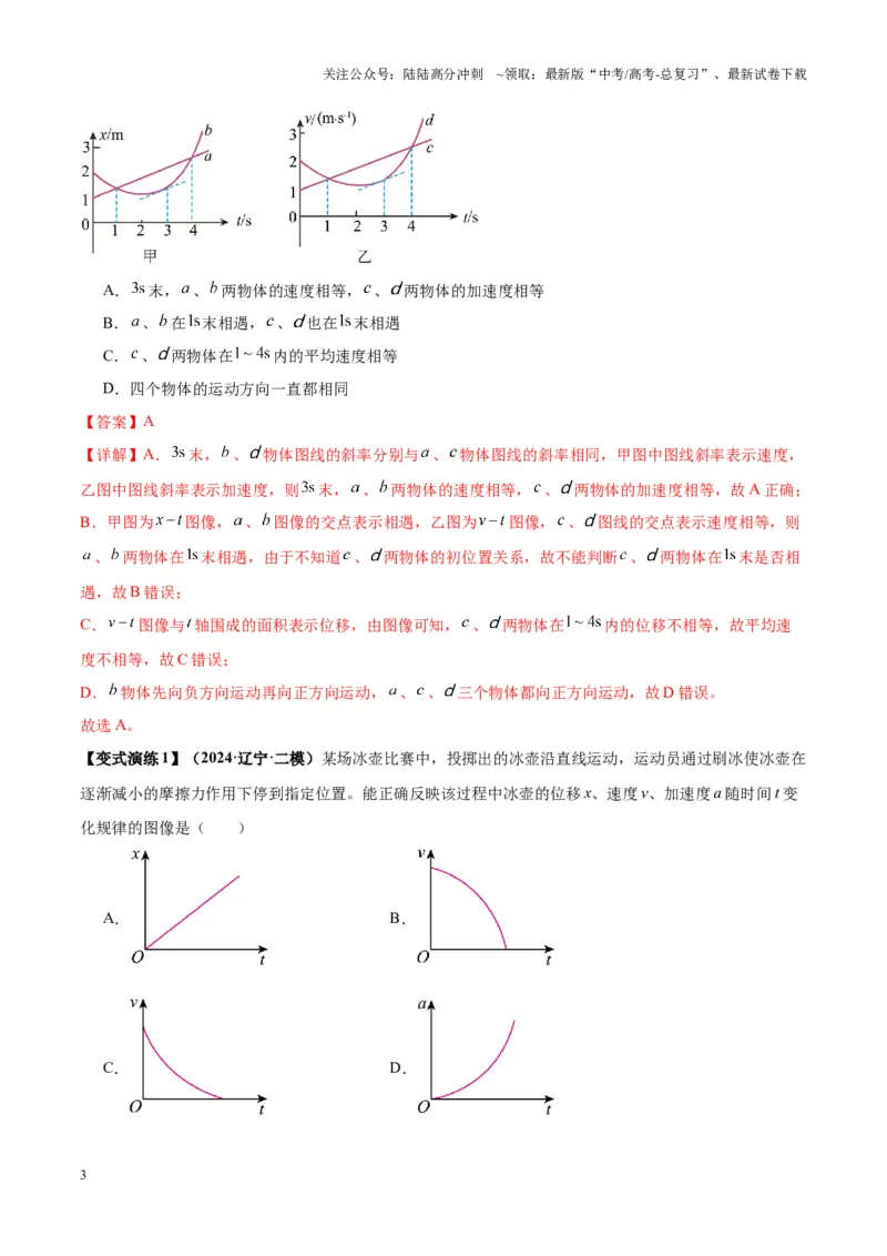《专题02运动学图像、多过程运动模型及追击相遇（教师版）_04-物理-高考总复习_专项复习_2025年_2025年高中高考物理模型与方法_资料_7高考热点题型归类（一轮）》第3页预览