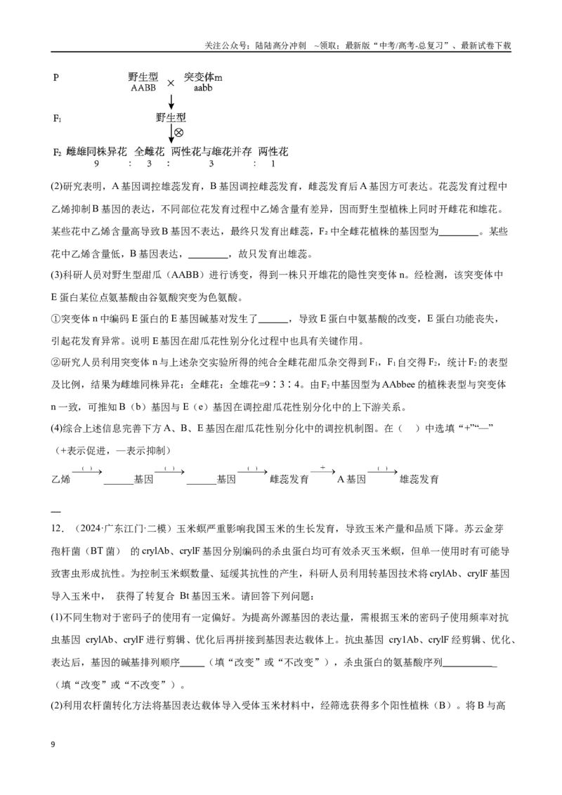 《专题03变异与育种（原卷版)_06-生物-高考总复习_专项复习_2024年_2024年高考生物重难压轴题型考前终极押题_资料》第9页预览