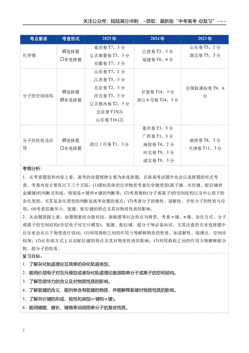 《第03讲分子结构与性质、化学键（复习讲义）（全国通用）（学生版）_05-化学-高考总复习_一轮复习_2026年-化学高考一轮复习_2026年高考化学一轮复习讲义+练习+课件（新教材新高考）-G55》第3页预览