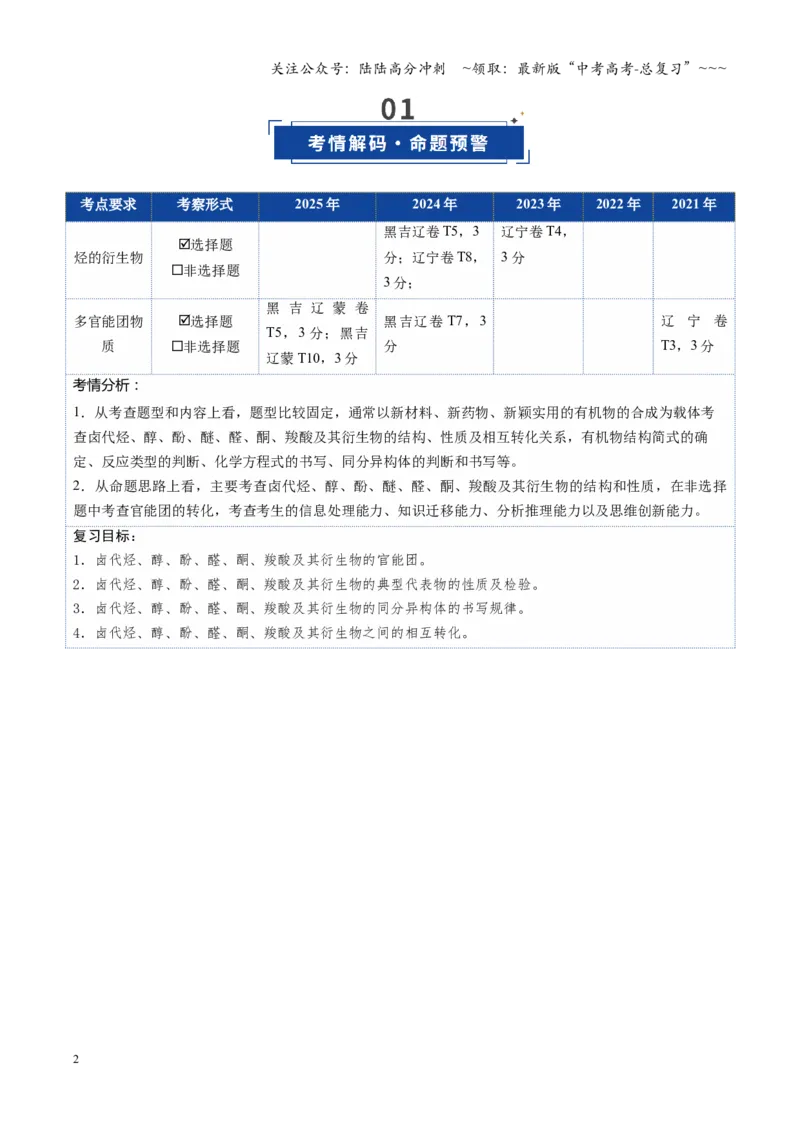 《第03讲烃的衍生物（复习讲义）（黑吉辽蒙专用）（学生版）_05-化学-高考总复习_一轮复习_2026年-化学高考一轮复习_2026年高考化学一轮课件+讲义+练习（黑吉辽蒙专用）-G330》第2页预览