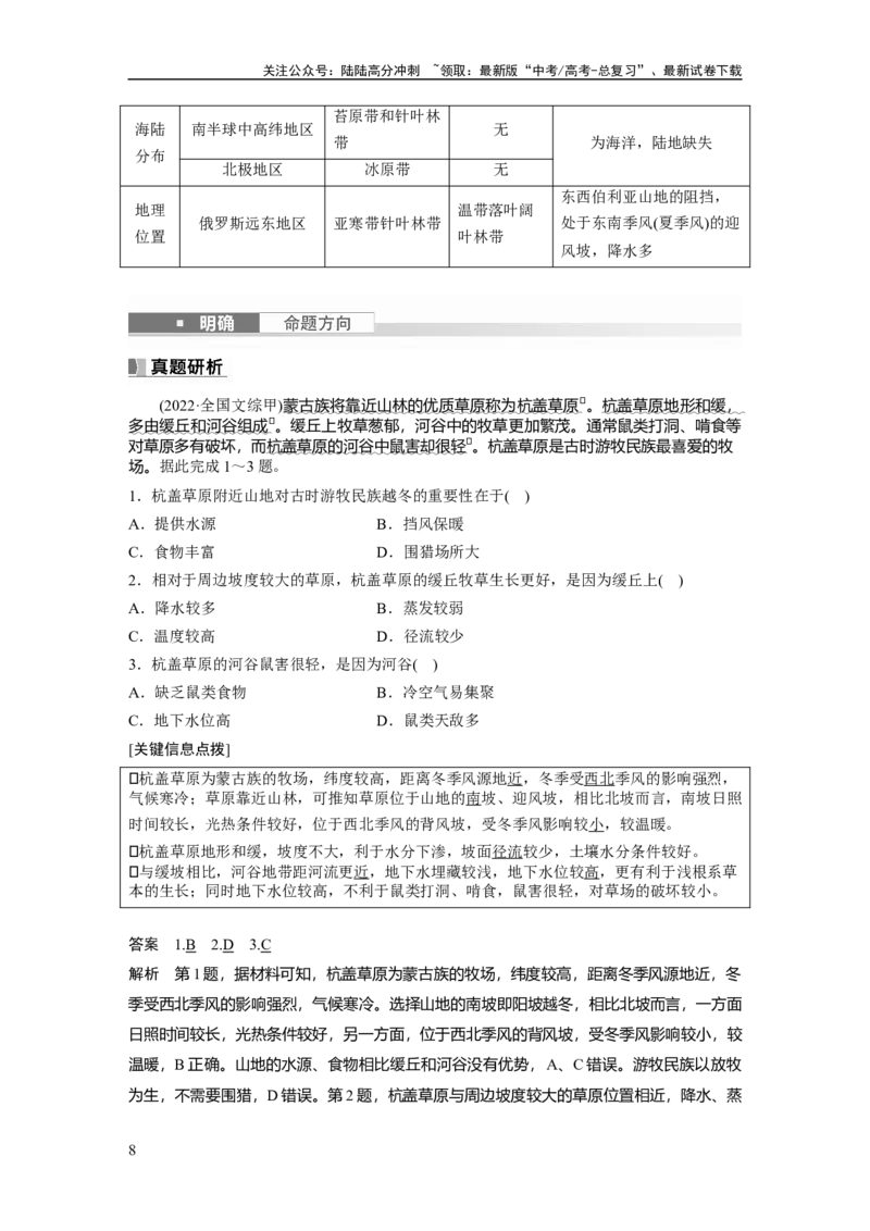 《2024年高考地理一轮复习（新人教版）第1部分　第6章　第2讲　课时38　陆地地域分异规律　地方性分异规律_07-地理-高考总复习_一轮复习_2024年_2024年高考地理一轮复习讲义（新人教版）》第8页预览
