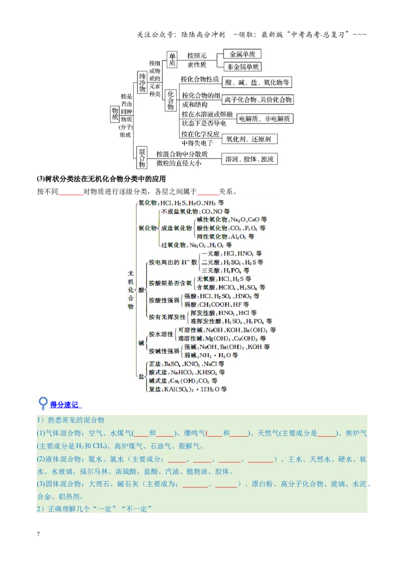 《第01讲物质的分类及转化（学生版）_05-化学-高考总复习_一轮复习_2026年-化学高考一轮复习_2026年高考化学一轮课件+讲义+练习（福建专用）-G328_第一章物质及其变化》第7页预览