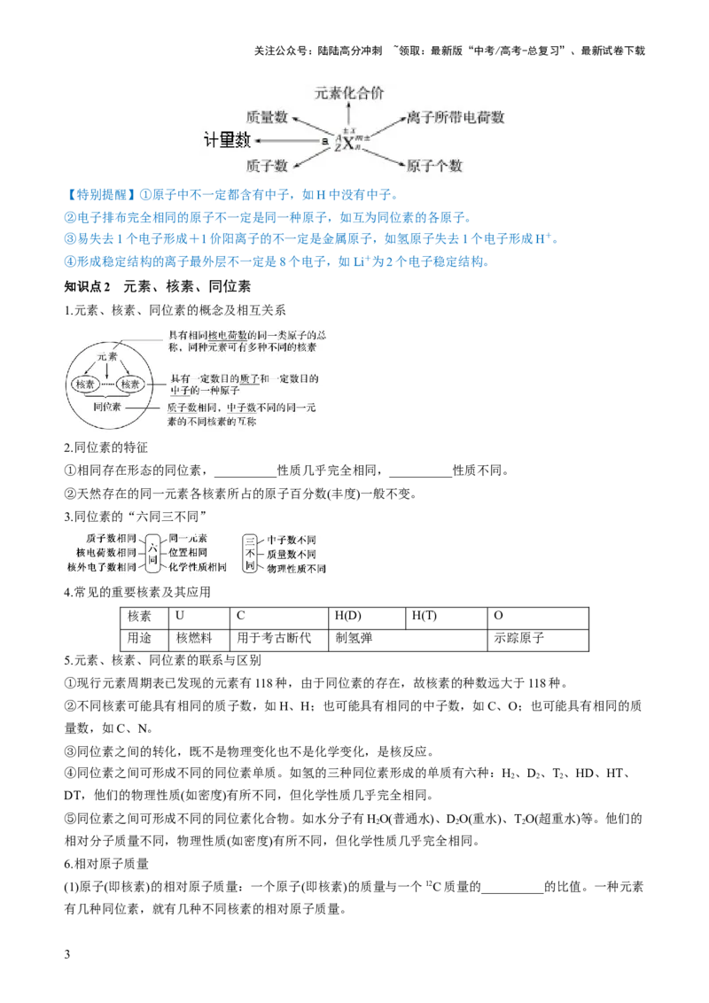 《第16讲物质结构原子核外电子排布（讲义）（原卷版）_05-化学-高考总复习_一轮复习_2024年_2024年高考化学一轮复习讲练测(课件+讲义+练习)（新高考）_讲义+练习》第3页预览