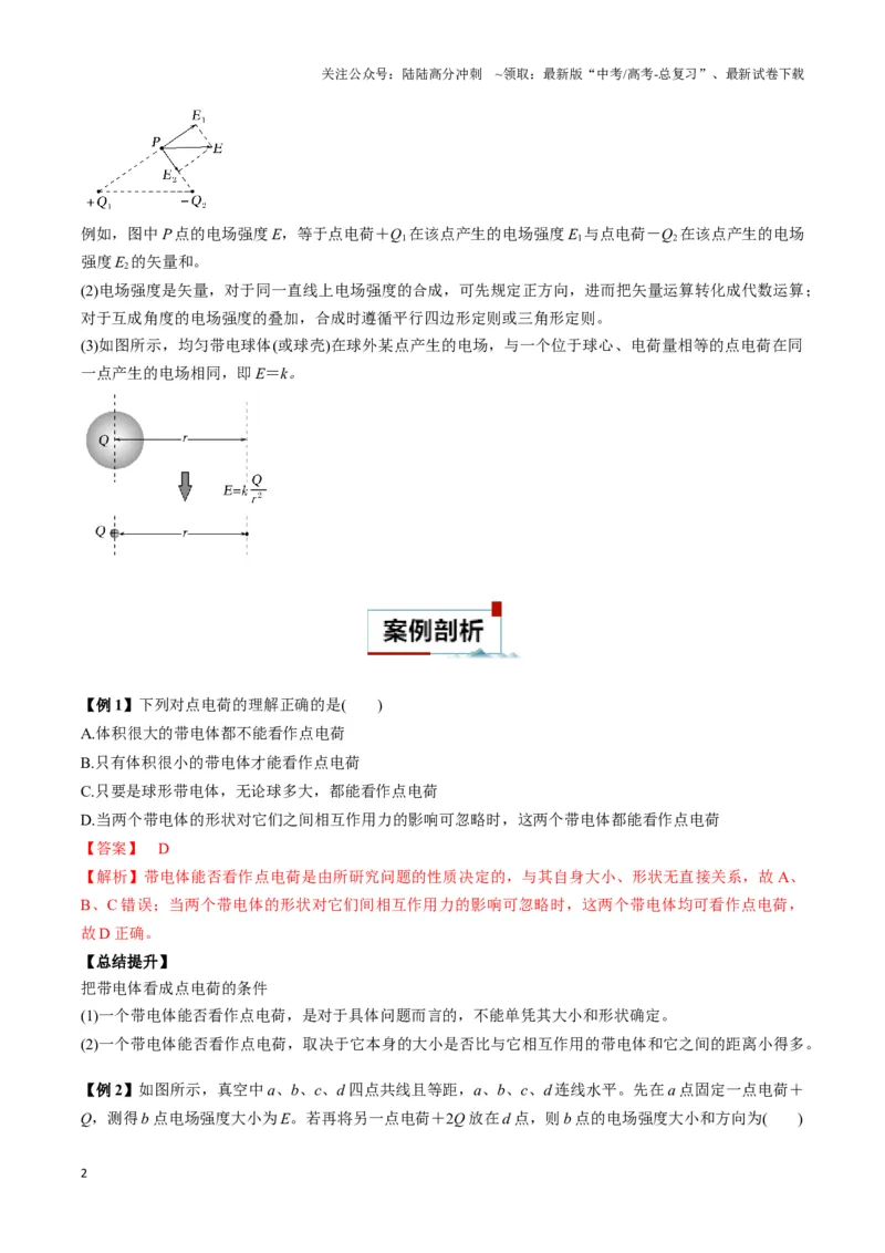 《专题02点电荷及电场叠加模型（教师版）_04-物理-高考总复习_专项复习_2025年_2025年高中高考物理模型与方法_资料_3高中（全册）_必修第三册》第2页预览