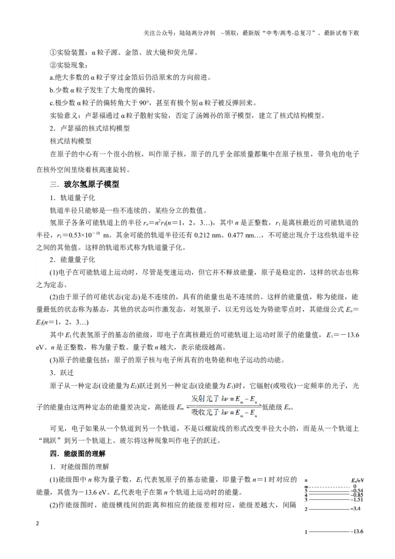 《专题05原子模型（教师版）_04-物理-高考总复习_专项复习_2025年_2025年高中高考物理模型与方法_资料_3高中（全册）_选择性必修第三册》第2页预览