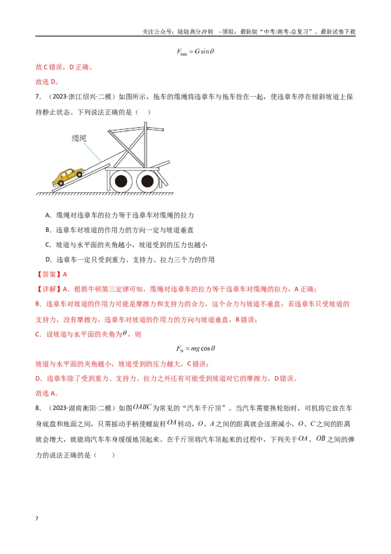 《专题02力与物体的平衡（解析版）_04-物理-高考总复习_专项复习_2024年_2024届新高考物理冲刺专项训练300题_资料》第7页预览