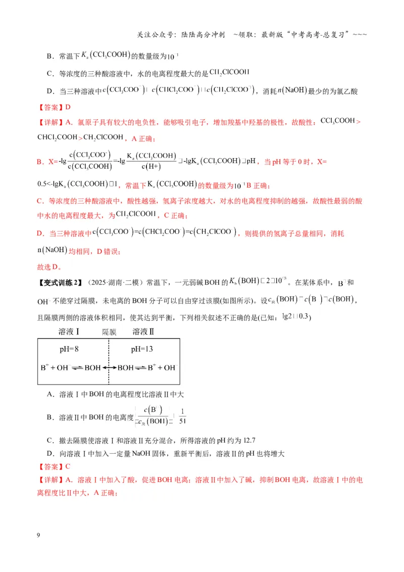 《第01讲电离平衡（复习讲义）（湖南专用）（教师版）_05-化学-高考总复习_一轮复习_2026年-化学高考一轮复习_2026年高考化学一轮课件+讲义+练习（湖南专用）-G331》第9页预览