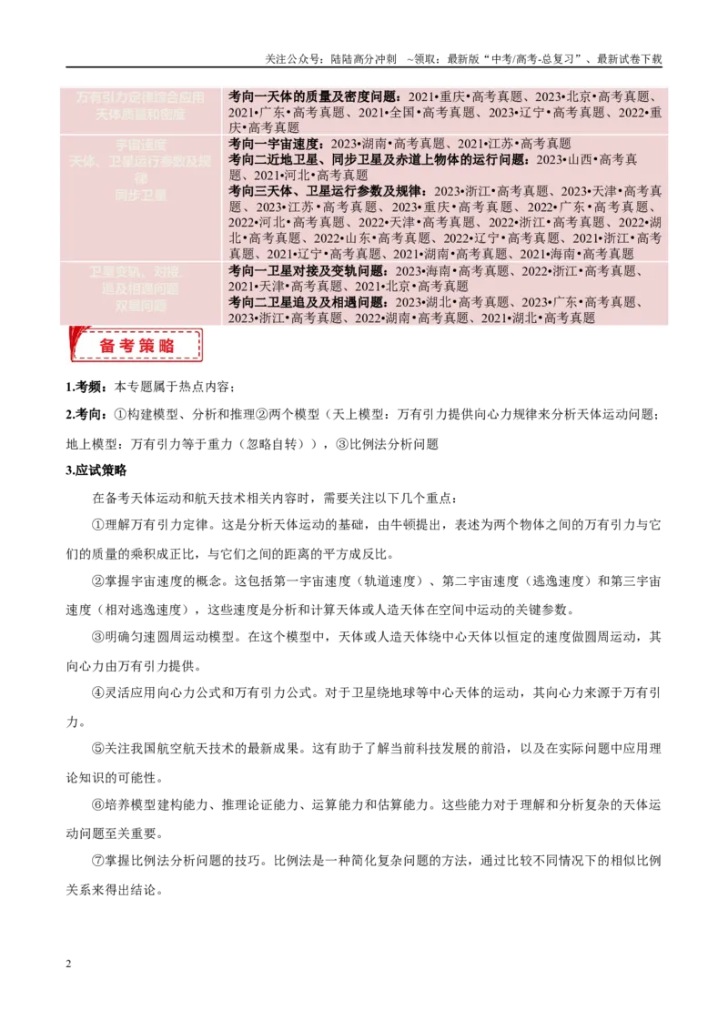 《专题04万有引力定律及其应用（考点解析及应试策略）（解析版）_04-物理-高考总复习_专项复习_2024年_2024年高考真题考点解析及应试策_资料》第2页预览