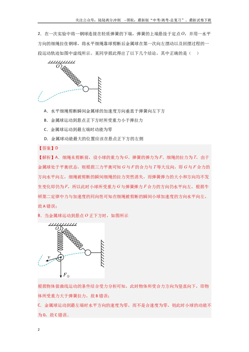 《专题03+曲线运动（解析版）_04-物理-高考总复习_二轮复习_2024年_2024高考物理二轮复习选择题典型题型练习全国通用_资料》第2页预览