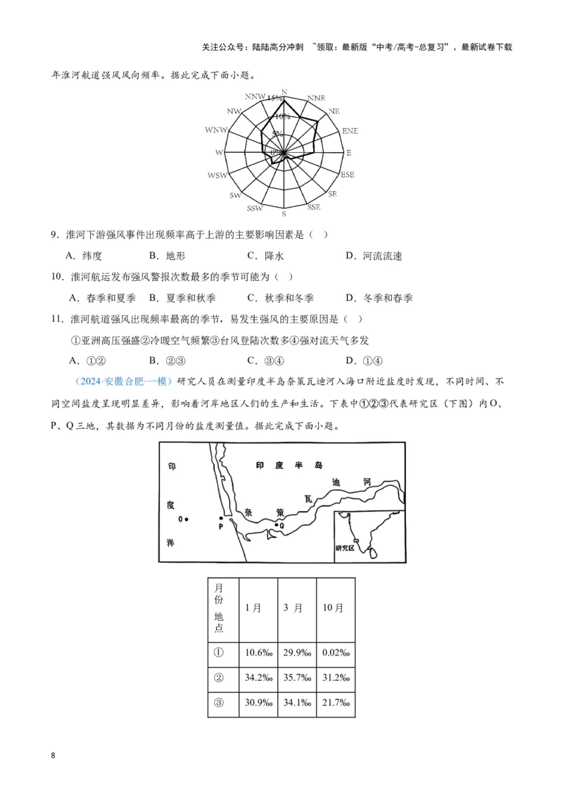 《专题02大气运动（新七省高考）（原卷版）_07-地理-高考总复习_专项复习_2025年_2024年高考一模试题分类汇编地理新七省高考专用》第8页预览