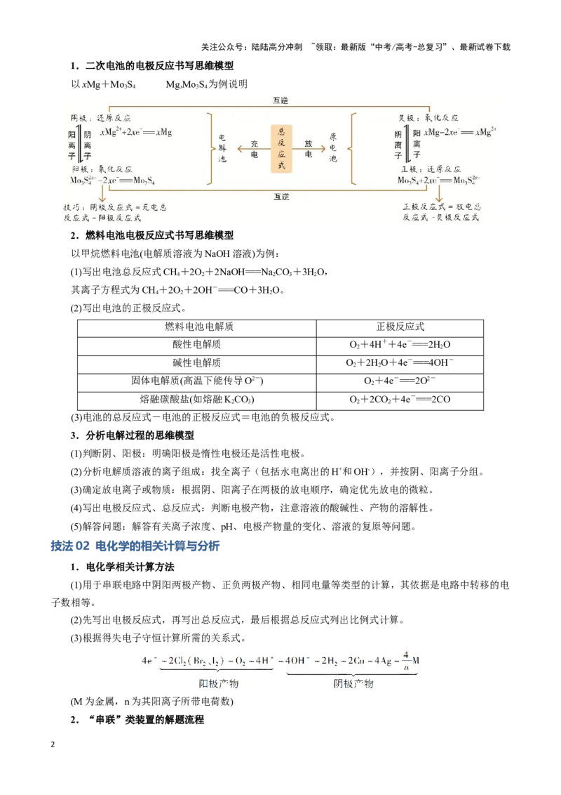《模板04电极反应式的书写及相关计算(原卷版)_05-化学-高考总复习_专项复习_2025年_2025年高考化学答题技巧与答题模板（全国通用）》第2页预览