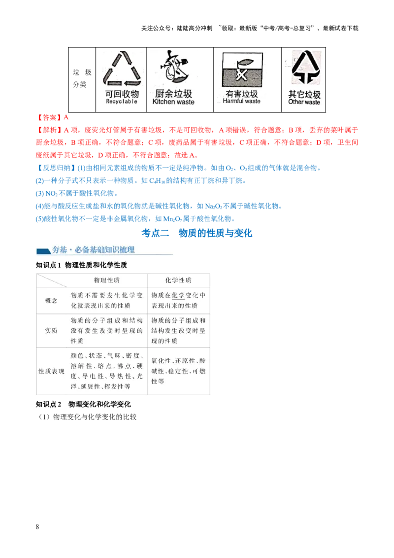 《第04讲物质的组成、性质和分类（讲义）（解析版）_05-化学-高考总复习_一轮复习_2024年_2024年高考化学一轮复习讲练测(课件+讲义+练习)（新高考）_讲义+练习》第8页预览