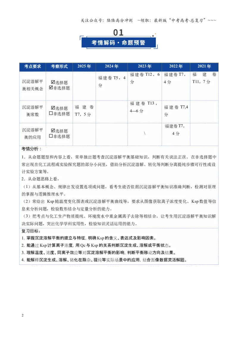 《第04讲沉淀溶解平衡（教师版）_05-化学-高考总复习_一轮复习_2026年-化学高考一轮复习_2026年高考化学一轮课件+讲义+练习（福建专用）-G328_第八章水溶液中的离子反应与平衡》第2页预览