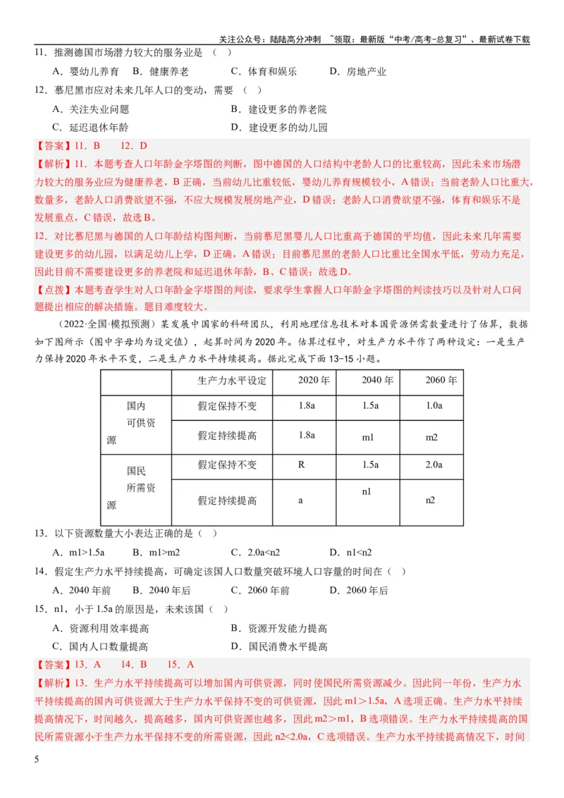 《2024届高考一轮复习专题八人口第二十二讲人口分布与人口容量（解析版）_07-地理-高考总复习_一轮复习_2024年_2024年高考地理一轮复习考点帮（全国通用）_专题训练》第5页预览