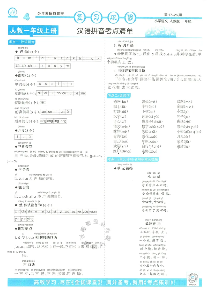 《051.24春语文少年素质教育报寒假巩固与先修一年级（有答案）_小学1-6年级全科全套_1-6年级全科下册_一年级_其他补充资料_语文资料》第4页预览