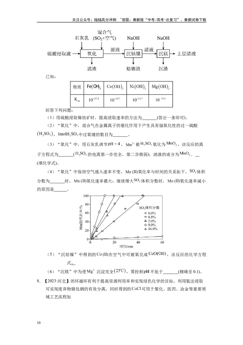 《第08讲专题八化工流程（附高考真题）-（新教材新高考）_05-化学-高考总复习_二轮复习_2024年_2024年高考化学二轮复习讲义高考真题新教材新高考_资料》第10页预览