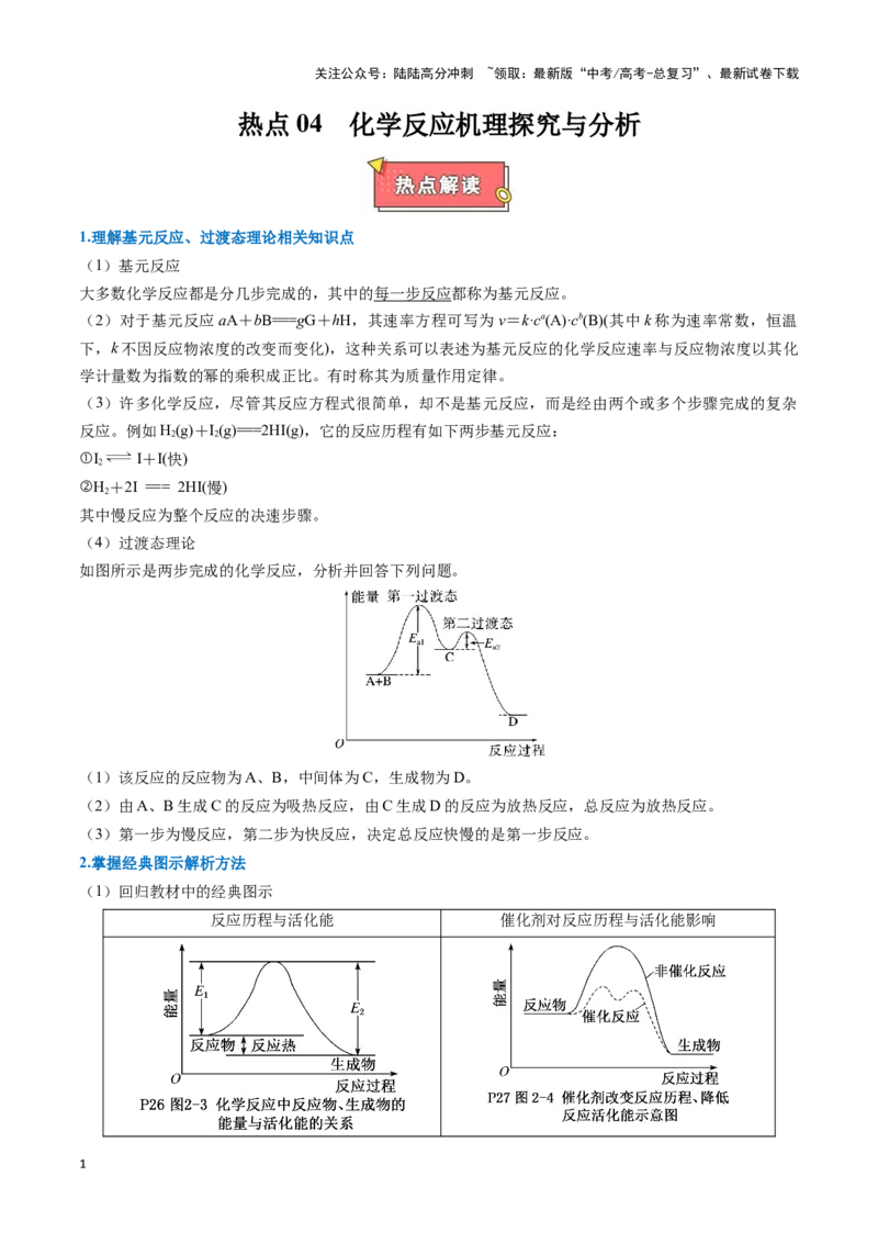 《热点题型04化学反应机理探究与分析（学生版）_05-化学-高考总复习_专项复习_2025年_2025年高考化学重难点讲义专练（黑吉辽蒙专用）》第1页预览