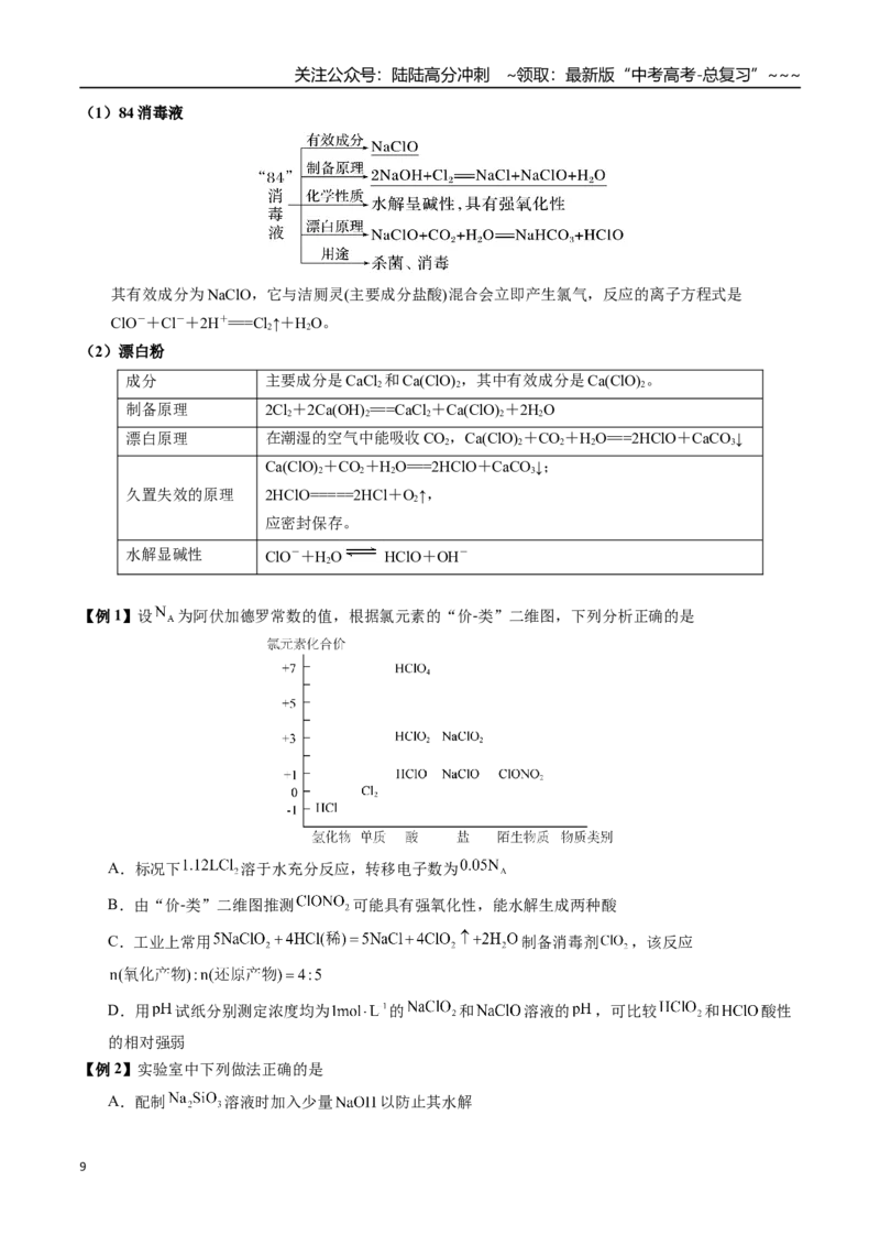 《第11讲氯及其化合物（讲义+练习、学生版）-（新教材新高考）_05-化学-高考总复习_一轮复习_2026年-化学高考一轮复习_2026年高考化学精讲精练复习讲义（新教材新高考）-G353_资料》第9页预览