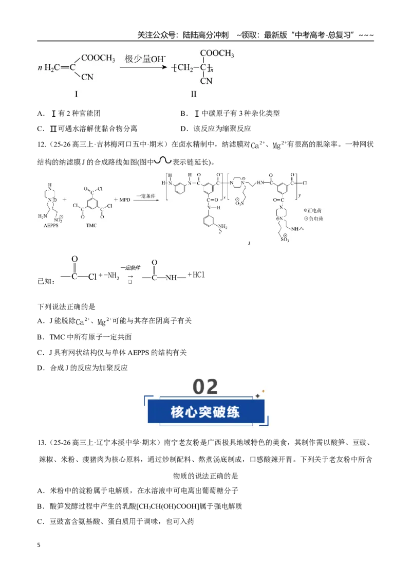 《第04讲生物大分子、合成高分子（专项训练）（黑吉辽蒙专用）（学生版）_05-化学-高考总复习_一轮复习_2026年-化学高考一轮复习_2026年高考化学一轮课件+讲义+练习（黑吉辽蒙专用）-G330》第5页预览