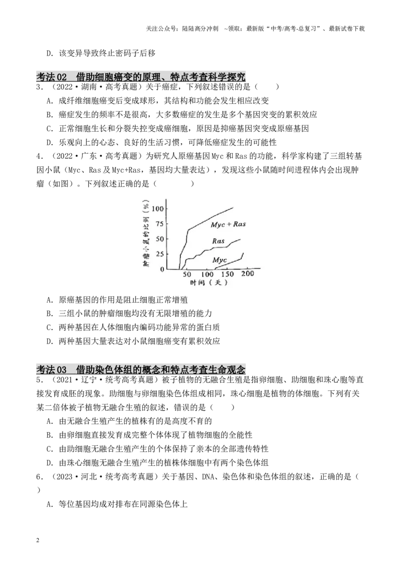 《专题04生物变异类型的判断（原卷版）_06-生物-高考总复习_专项复习_2024年_2024年高考生物热点实验分析预测题型归纳重难讲解_资料》第2页预览