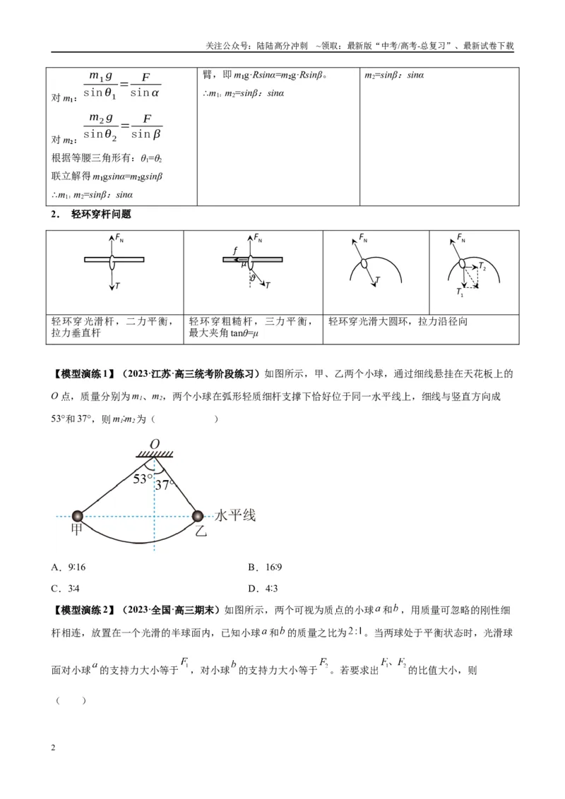 《专题04连接体模型（学生版）_04-物理-高考总复习_专项复习_2025年_2025年高中高考物理模型与方法_资料_2高中物理模型与方法》第2页预览