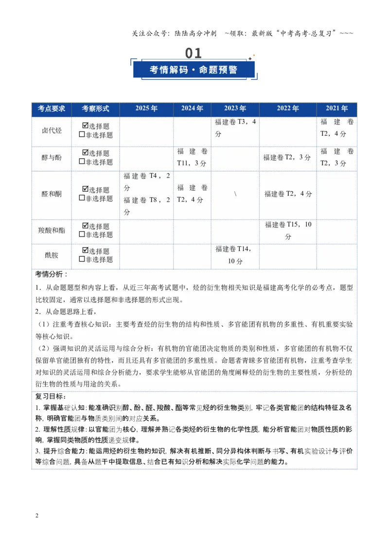 《第03讲烃的衍生物（教师版）_05-化学-高考总复习_一轮复习_2026年-化学高考一轮复习_2026年高考化学一轮课件+讲义+练习（福建专用）-G328_第九章有机化学基础》第2页预览