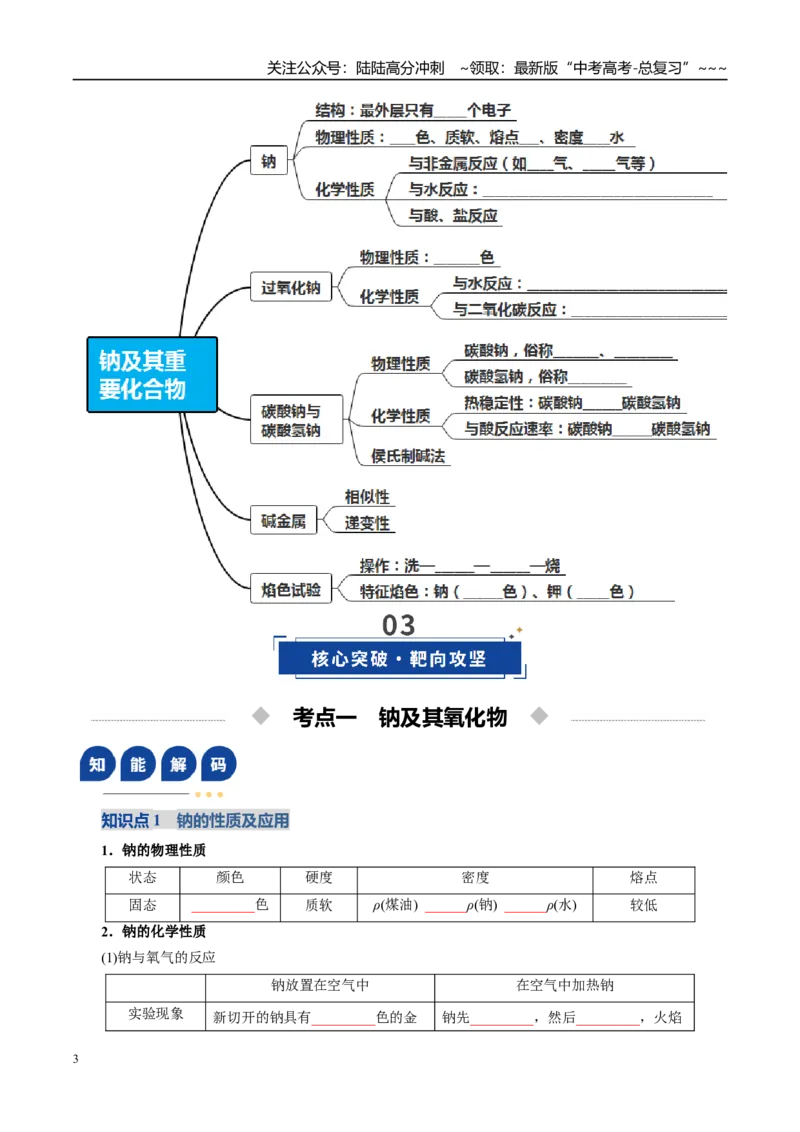《第01讲钠及其重要化合物（复习讲义）（学生版）_05-化学-高考总复习_一轮复习_2026年-化学高考一轮复习_2026年高考化学一轮复习讲义+练习+课件（新教材新高考）-G55_2026版》第3页预览