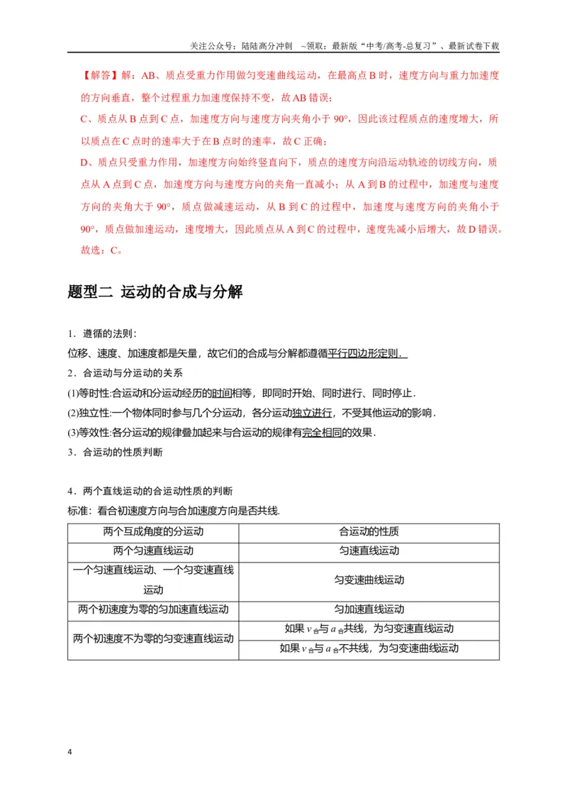 《专题05曲线运动（解析版）_04-物理-高考总复习_专项复习_2024年_2024高考物理热点知识清单题型讲练高考复习全国通用_资料》第4页预览