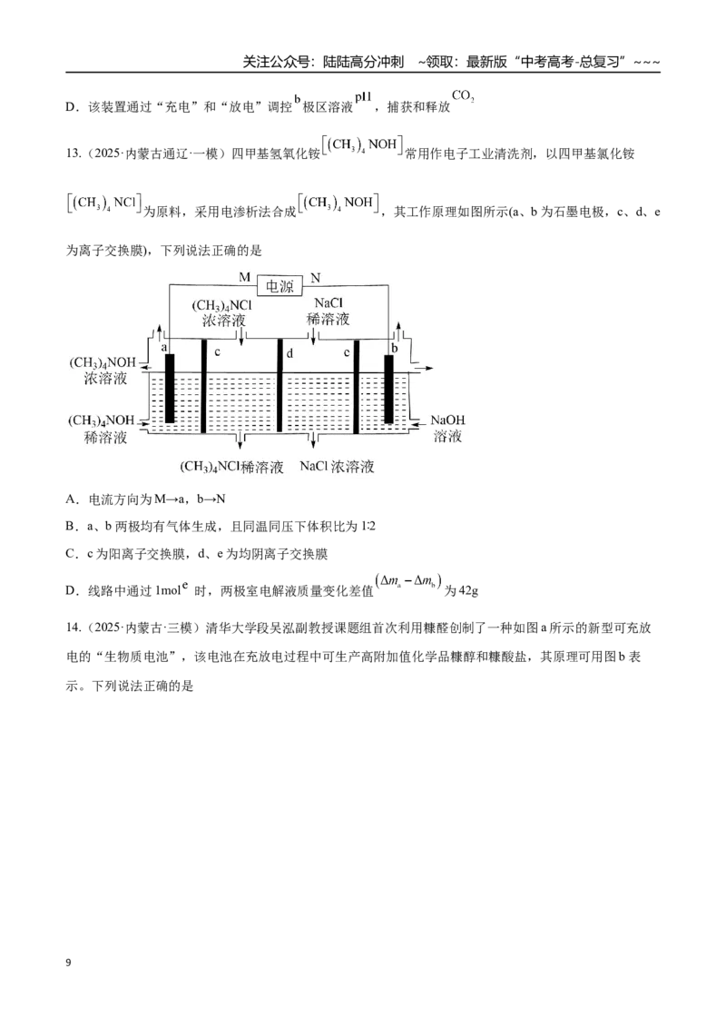 《第04讲电化学原理的综合应用（专项训练）（黑吉辽蒙专用）（学生版）_05-化学-高考总复习_一轮复习_2026年-化学高考一轮复习_2026年高考化学一轮课件+讲义+练习（黑吉辽蒙专用）-G330》第9页预览