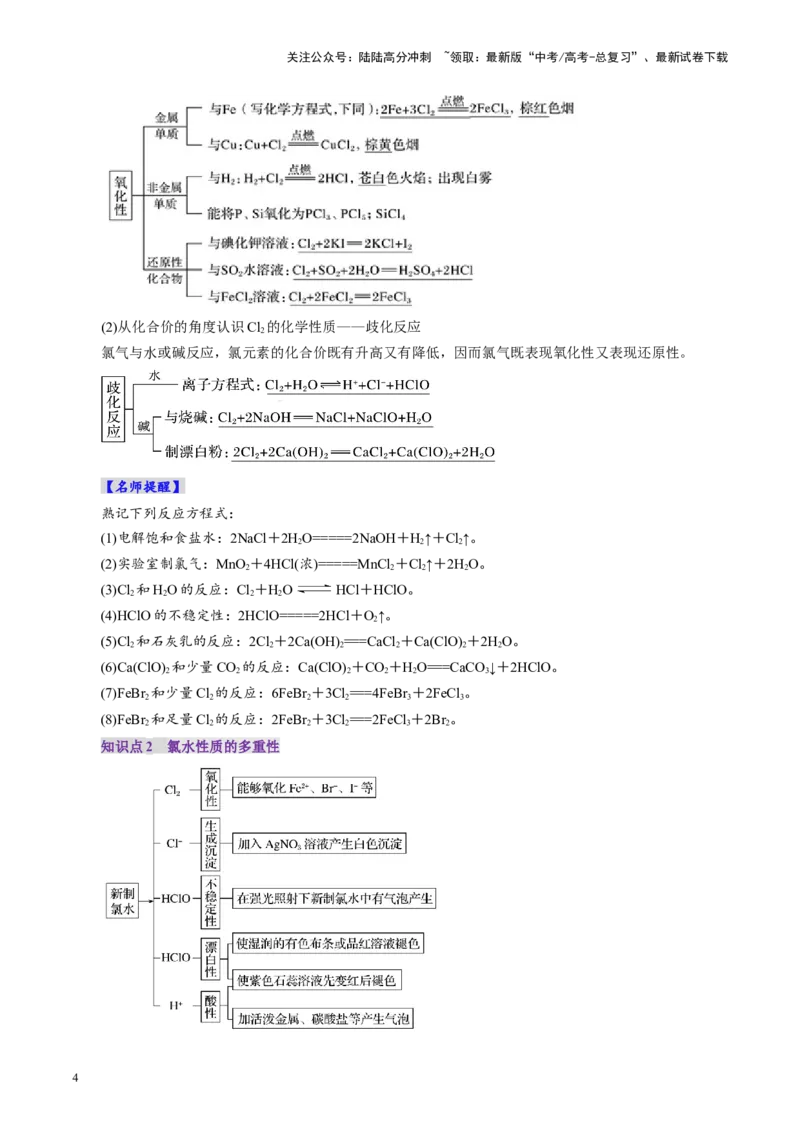 《第01讲氯及其重要化合物(讲义)(学生版)_05-化学-高考总复习_一轮复习_2025年_2025年高考化学一轮复习讲义+练习+课件（新教材新高考）_第四章非金属及其化合物》第4页预览