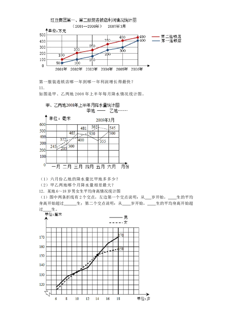 《一课一练-折线统计图秋_小学1-6年级全科全套_1-6年级全科下册_五年级_五年级下数学_数学五下人教版》第5页预览