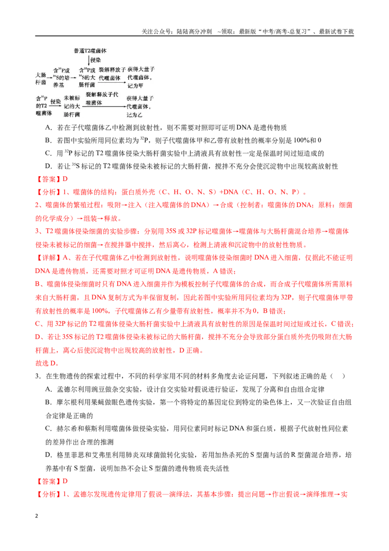 《专题05同位素标记类实验（解析版）_06-生物-高考总复习_专项复习_2024年_2024年高考生物实验专项训练_资料》第2页预览