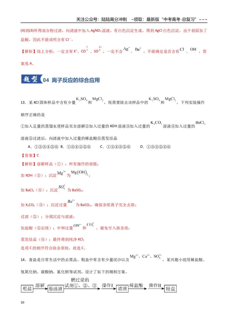 《第03讲离子共存、离子的检验与推断（专项训练）（福建专用）（教师版）_05-化学-高考总复习_一轮复习_2026年-化学高考一轮复习_2026年高考化学一轮课件+讲义+练习（福建专用）-G328》第10页预览