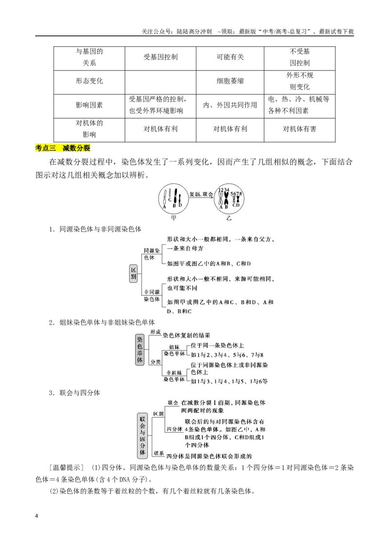 《专题04细胞分裂与生命历程（原卷版）_06-生物-高考总复习_二轮复习_2024年_2024年高考生物二轮复习考点归纳与解题策略新高考_资料》第4页预览