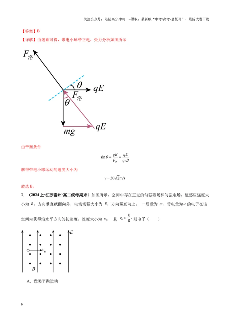 《专题05带电粒子在叠加场中运动模型（教师版）_04-物理-高考总复习_专项复习_2025年_2025年高中高考物理模型与方法_资料_3高中（全册）_选择性必修第二册》第6页预览