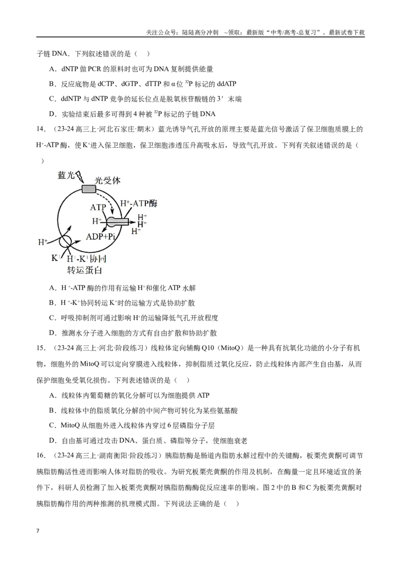 《专题03酶与ATP（原卷版）_06-生物-高考总复习_专项复习_2024年_2024年高考生物重难压轴题型考前终极押题_资料》第7页预览
