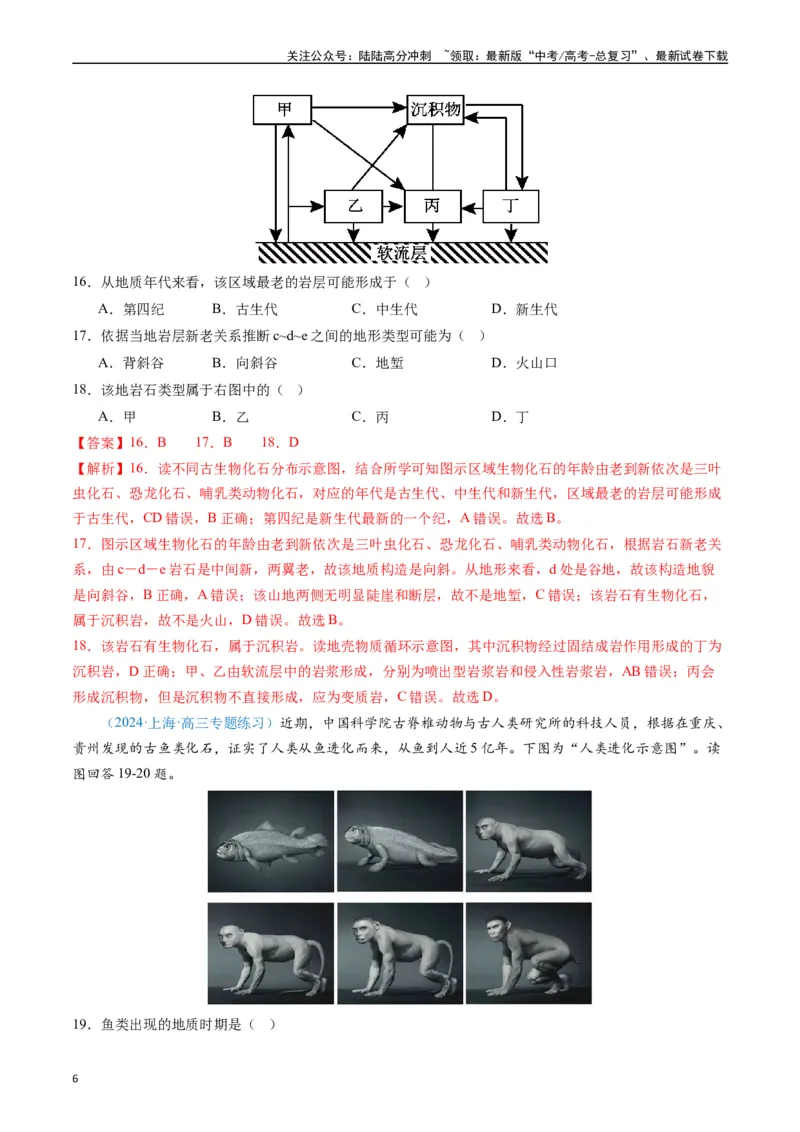 《专练13行星地球的前世今生50题（全国通用）（解析版）_07-地理-高考总复习_专项复习_2024年_2024年高考地理总复习高频考点提分必刷题全国通用_资料》第6页预览