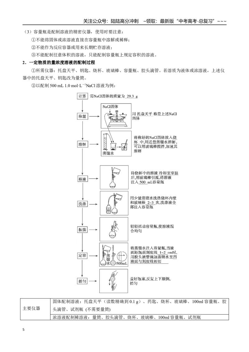 《第08讲物质的量浓度及其溶液的配制（讲义+练习、学生版）-（新教材新高考）_05-化学-高考总复习_一轮复习_2026年-化学高考一轮复习_资料》第5页预览