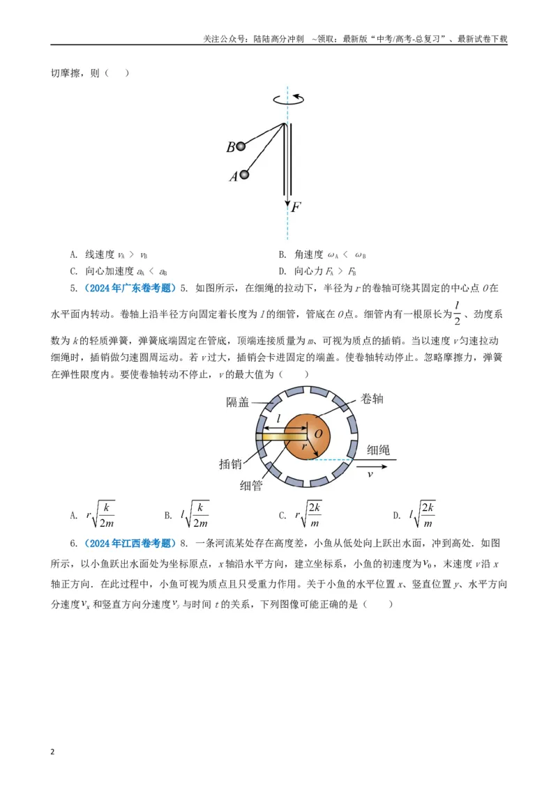 《专题04曲线运动（学生版）_04-物理-高考总复习_专项复习_2025年_2025年高考真题和模拟题物理分类汇编（全国通用）》第2页预览