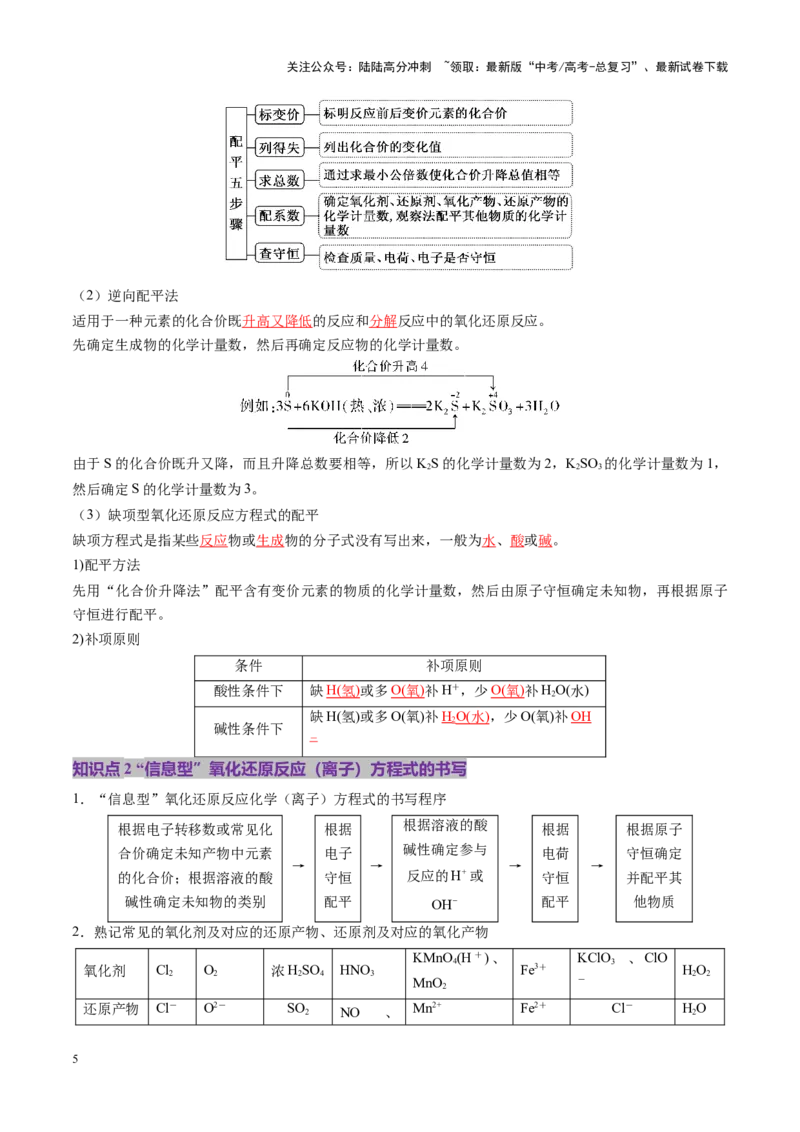《第05讲氧化还原反应方程式的配平、书写及计算（讲义）（教师版）_05-化学-高考总复习_一轮复习_2025年_2025年高考化学一轮复习讲义+练习+课件（新教材新高考）_第一章物质及其变化》第5页预览