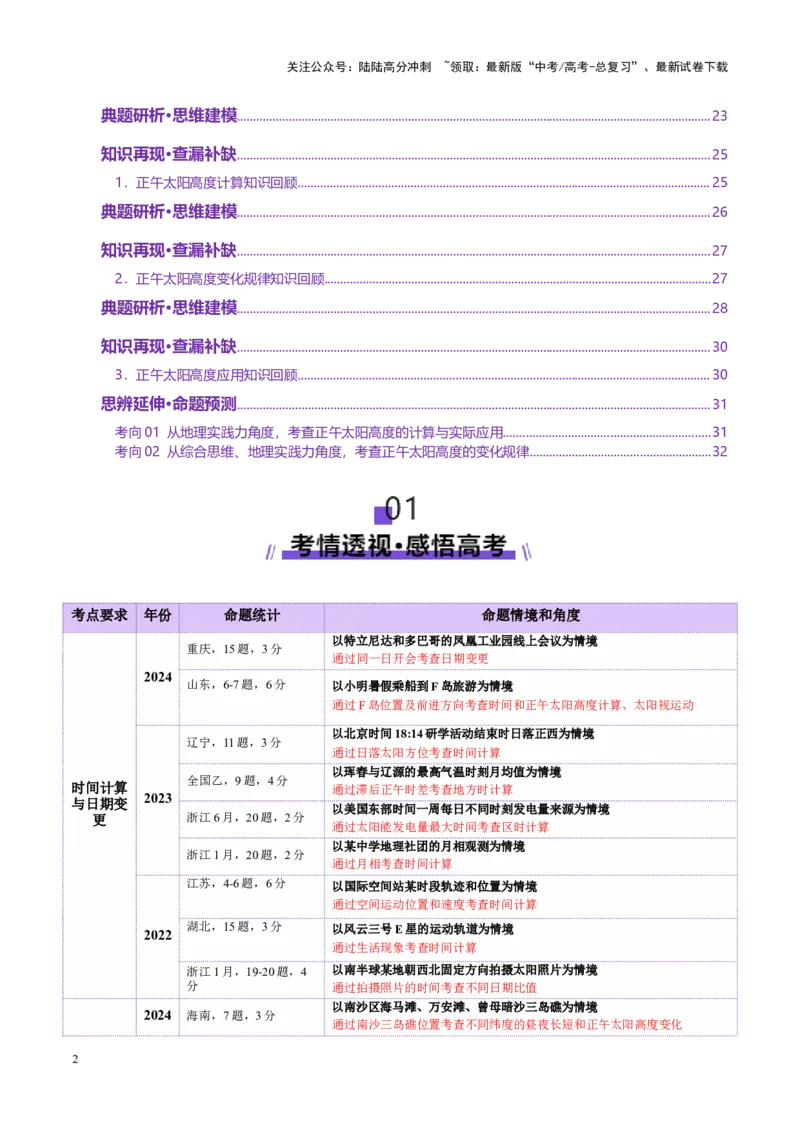 《专题02地球运动（讲义）（教师版）更新_07-地理-高考总复习_二轮复习_2025年_2025年高考地理二轮复习课件+讲义+练习（新高考通用）_专题2地球运动》第2页预览