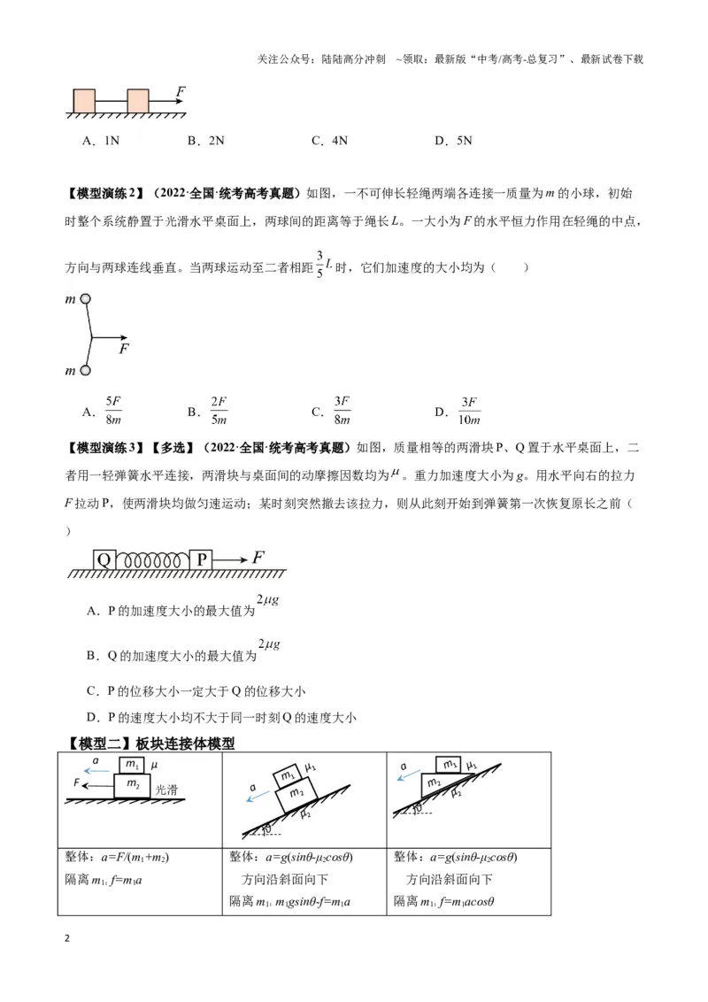《专题04连接体模型（学生版）_04-物理-高考总复习_二轮复习_2025年_2025届高考物理二轮复习热点题型归类_资料_2024版》第2页预览