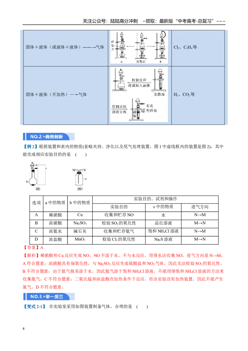 《第03讲常见物质的制备（举一反三讲义）（教师版）_05-化学-高考总复习_一轮复习_2026年-化学高考一轮复习_2026年高考化学一轮复习举一反三（新高考通用）-G53_资料_2026版》第4页预览